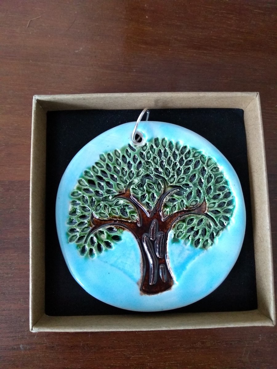 TREE OF LIFE HAND MADE CERAMIC DECORATIVE HANGING FOR WALL OR TREE