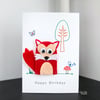 Finger puppet birthday card, handmade, woodland animals, fox
