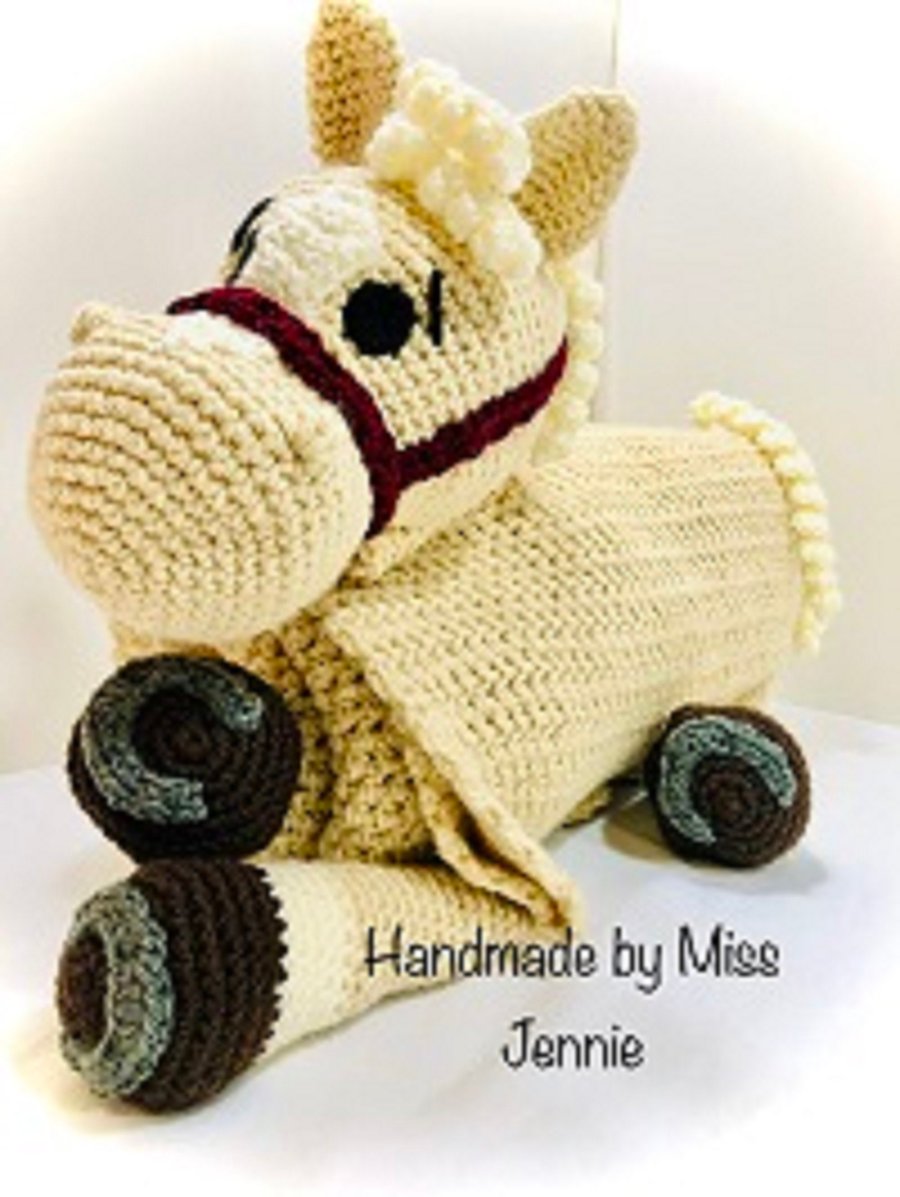 Crochet Baby Blanket, 2 in 1 Cuddle & Play blanket, Horse Blanket.