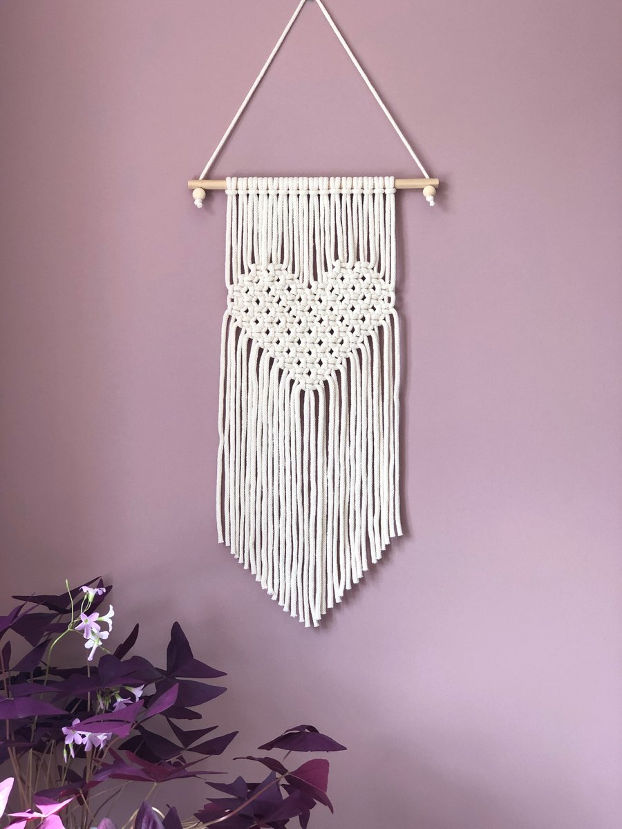 Macrame Heart Wall Hanging - Love Heart Wall Art - Valentines - Mothers Day Gift