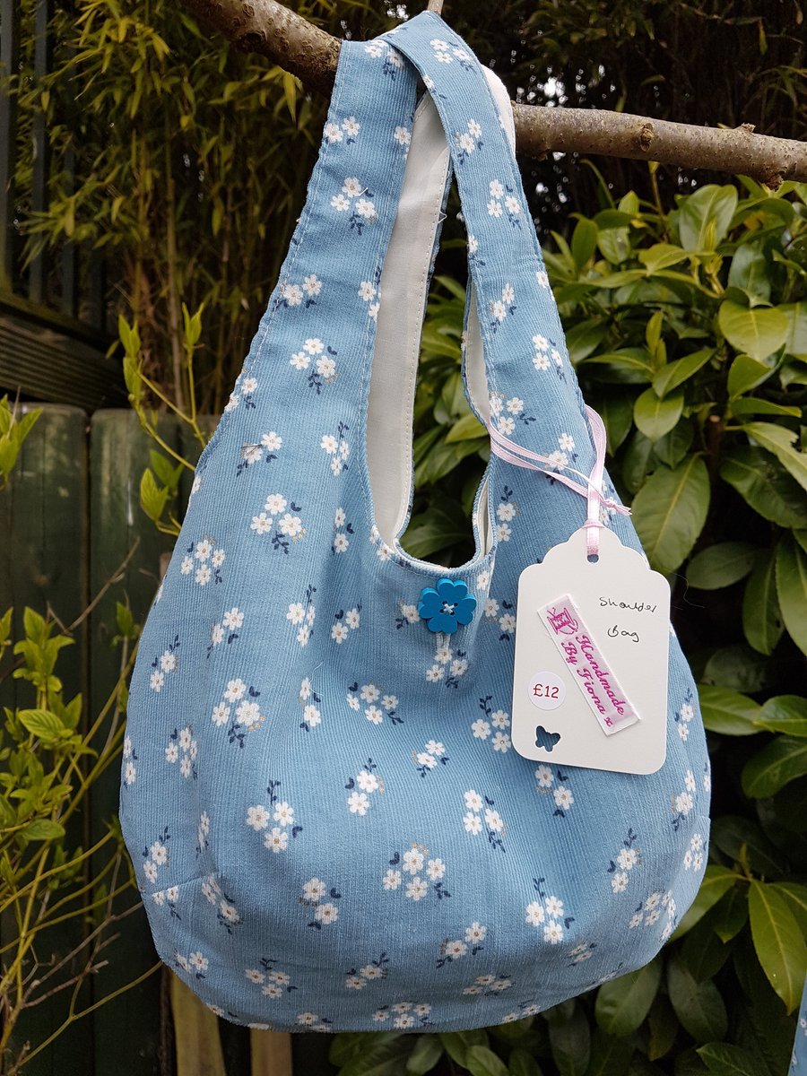 Children's Pale Blue Daisy Needlecord Shoulder bag 