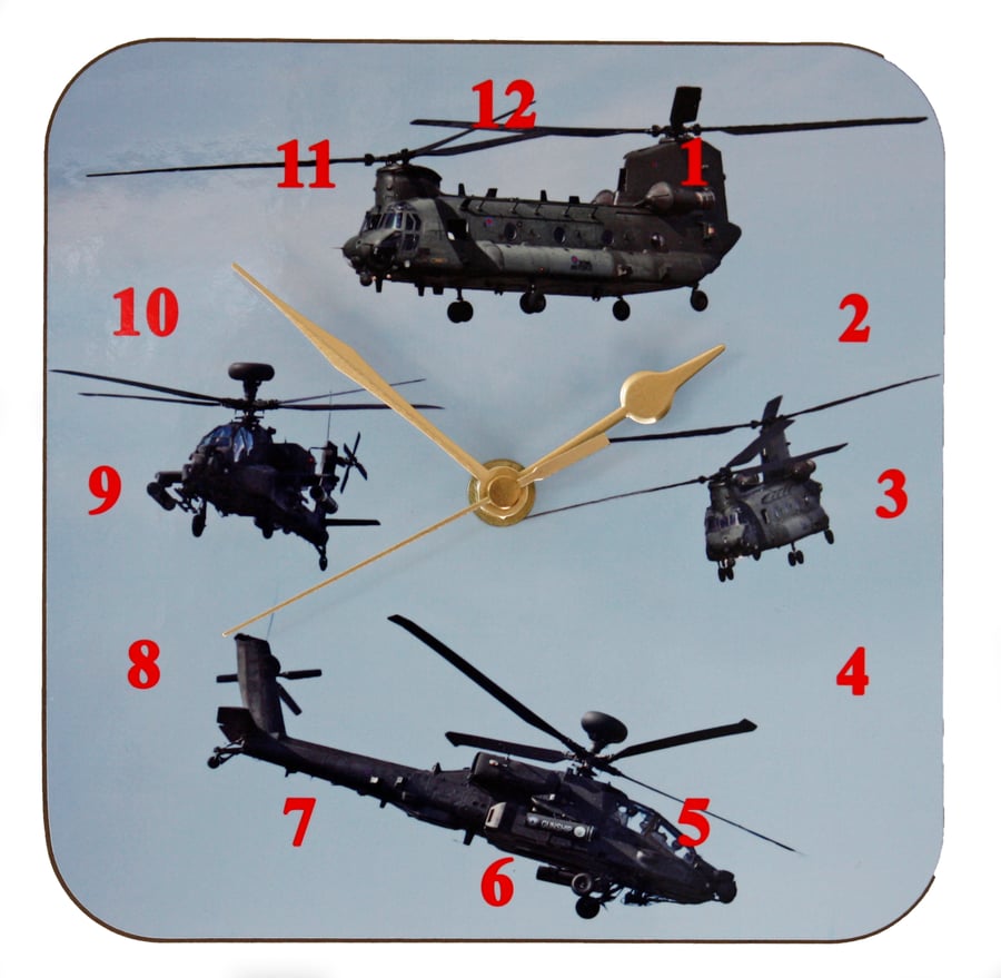 Wall Clock - Helicopters from original photographs