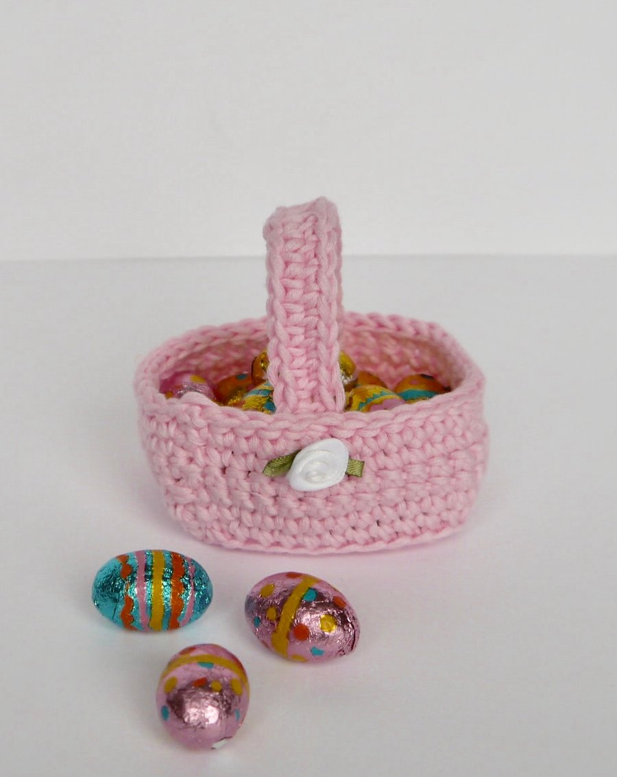 Mini Pink Easter Crochet Gift Basket