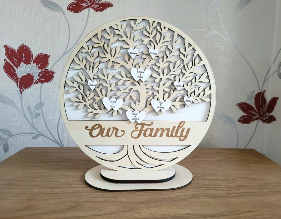 Family Tree, laser cut wooden wall decoration 