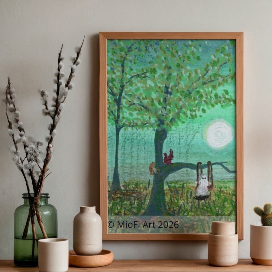 Out for a swing, Mixed-Media Print
