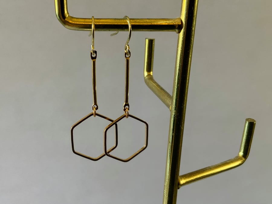 Long Hexagon earrings.