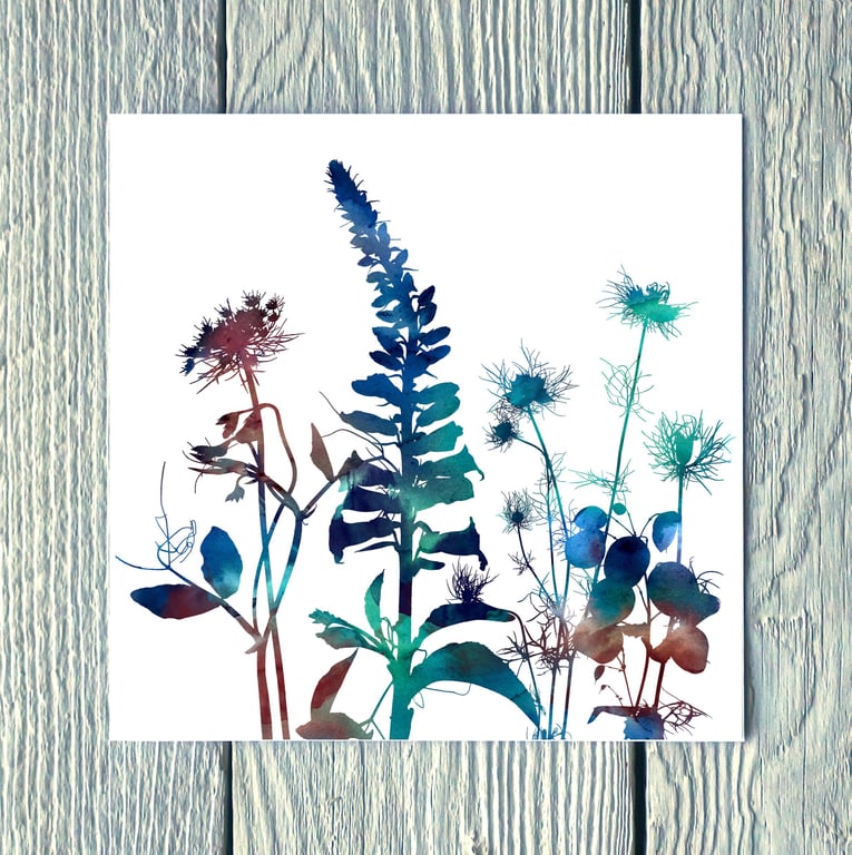 Foxglove, Nigella & Honesty, Greetings Card