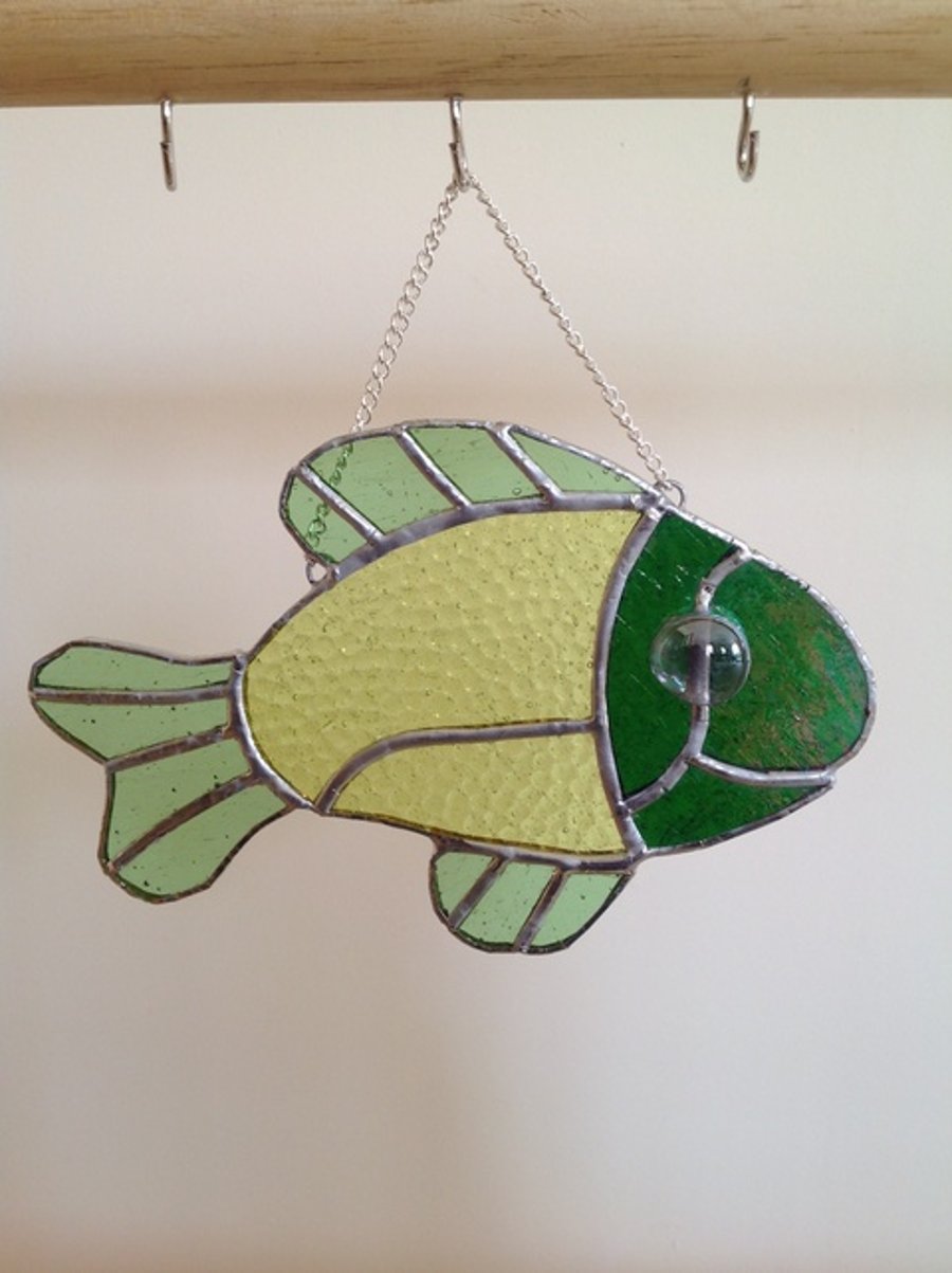 Stained glass hanging fish sun catcher