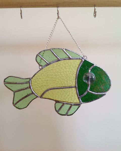 Stained glass hanging fish sun catcher