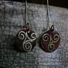 Celtic Copper and Silver Triple Spiral Drop Earrings