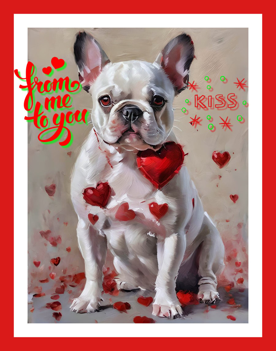 Bulldog Happy Valentine's Day Card 