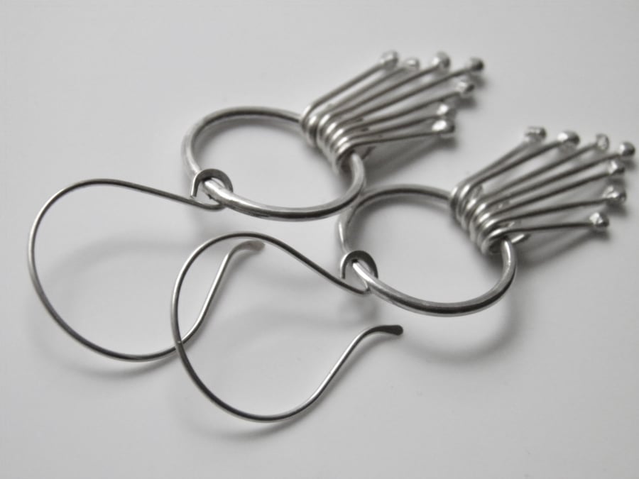 Hoop Earrings Sterling Silver Hoop Design & Dangles Handcrafted 