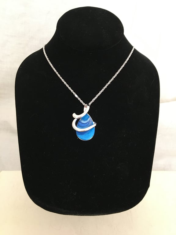 Vibrant Blue Teardrop Wave Pendant
