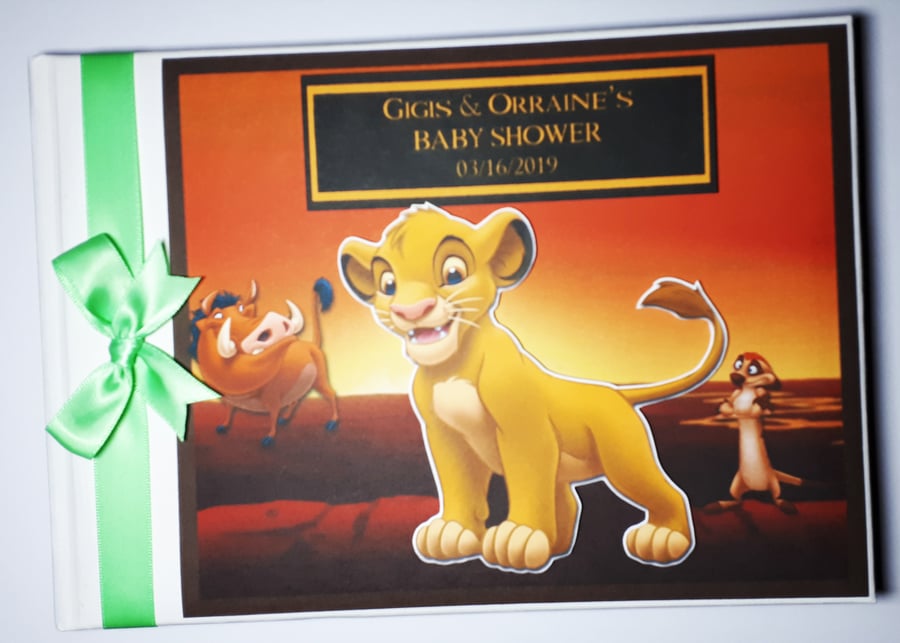 Personalised Lion King Birthday Guest Book, Baby Shower Guest book