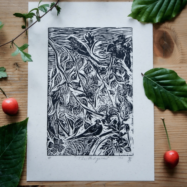 Hedgerow Linocut Print 