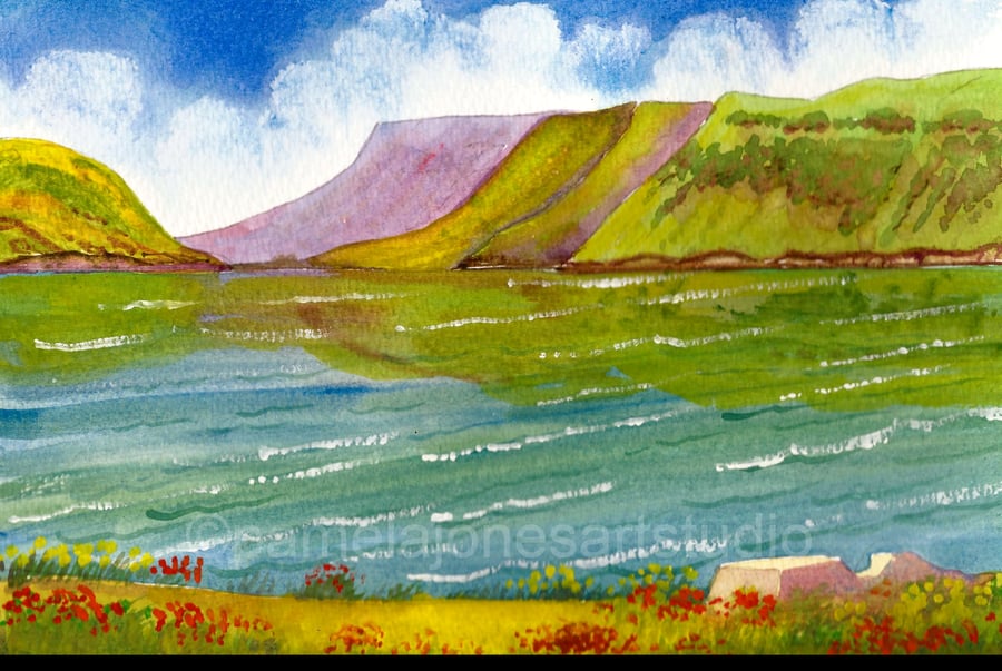 Llyn Y Fan Fach, Brecon Beacons, Wales, Original Watercolour in 14 x 11 '' Mount