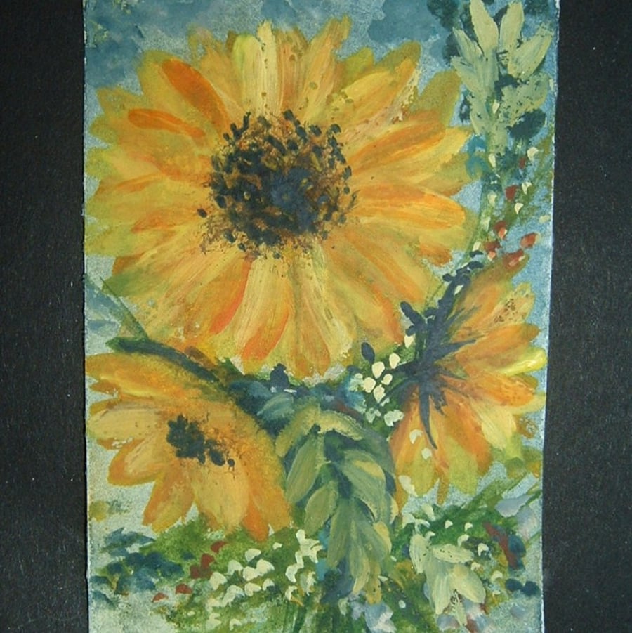 aceo SFA original sunflowers flowers watercolour 24