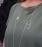 Recycled sterling silver double circle & square necklace - wire jewellery  - Image 2