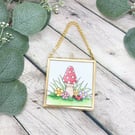 Toadstool & Flowers - Original Framed Mini Watercolour Artwork