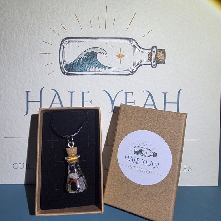 Coastal Keepsake Necklace - Crystal Chippings Miniature Bottle Pendant - CK-C02
