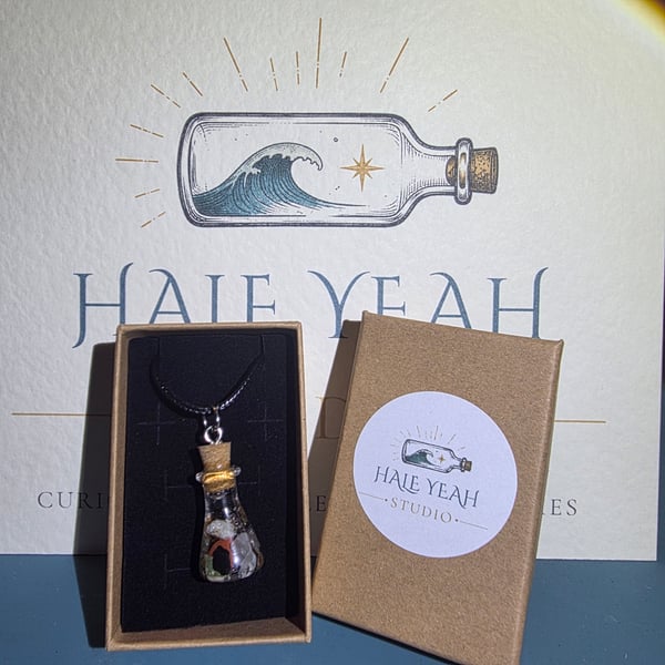 Coastal Keepsake Necklace - Crystal Chippings Miniature Bottle Pendant - CK-C02