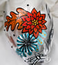Skellymingo wine glass- hand-painted skeleton flamingo with Autumn floral design - Image 2