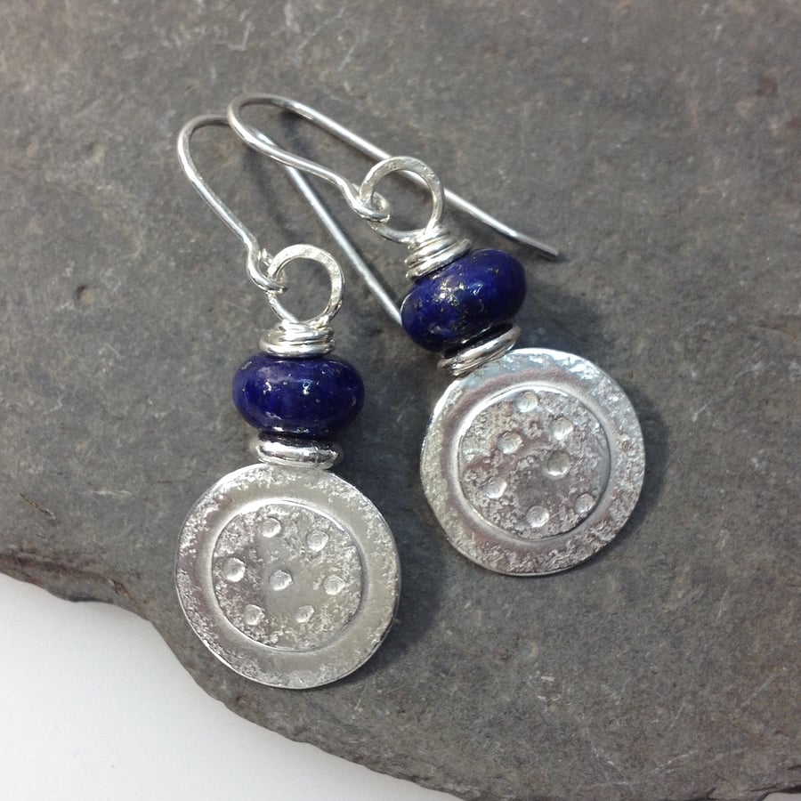Silver and lapis lazuli Dotty Earrings