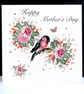 A Happy Mother’s Day – Bullfinch and Roses Handpainted Card 