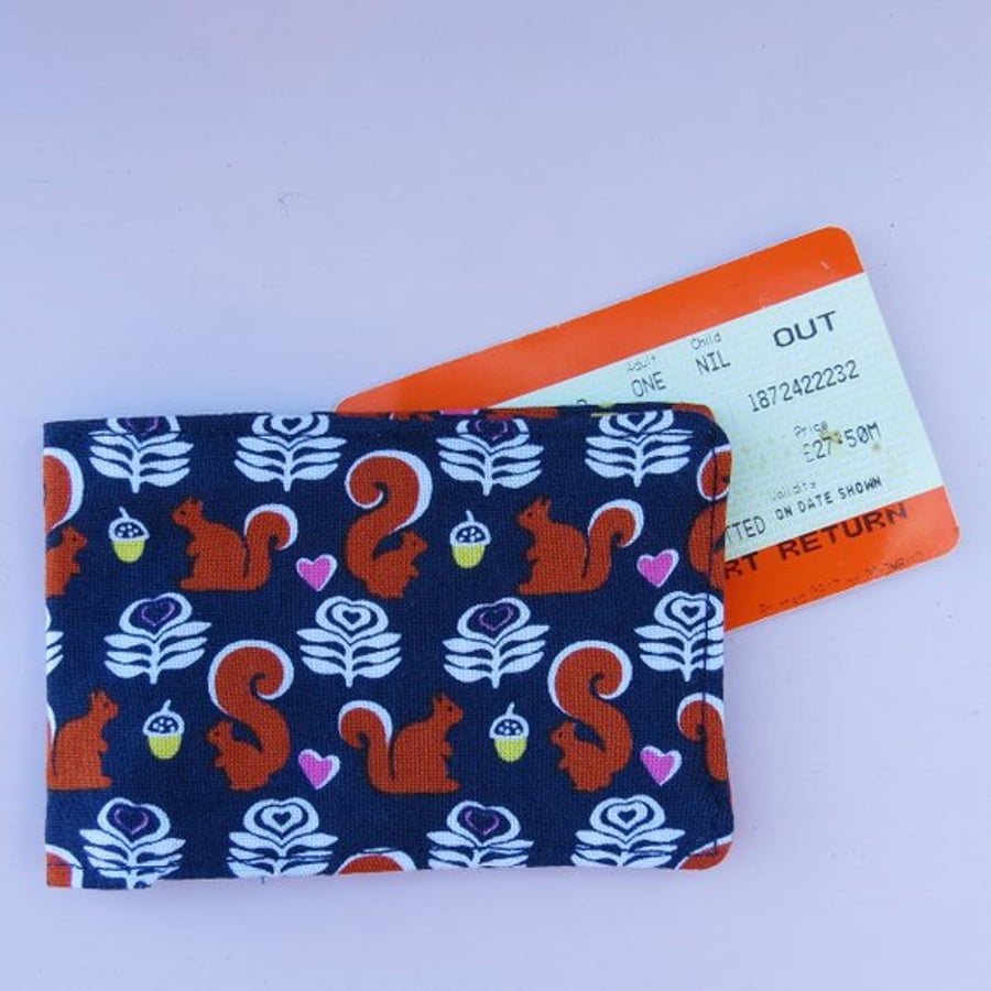 Travelcard Cover.  Squirrels Design.  Oyster Card Sleeve.