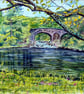 Bridge over River Lyon Landscape Watercolour, Scotland Scenery
