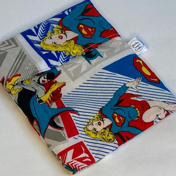 Large reusable snack bag with food-safe lining. Superheroes