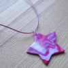 Raspberry Ripple Star FIMO Polymer Clay Pendant