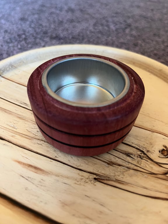 Single hand turned Purpleheart hardwood tealight holder