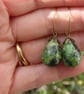 Earrings Green Turquoise Drops On Hypoalergenic Brass Hoops - Image 2