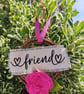 Friend Wreath - pink felt flower hanging wall decoration