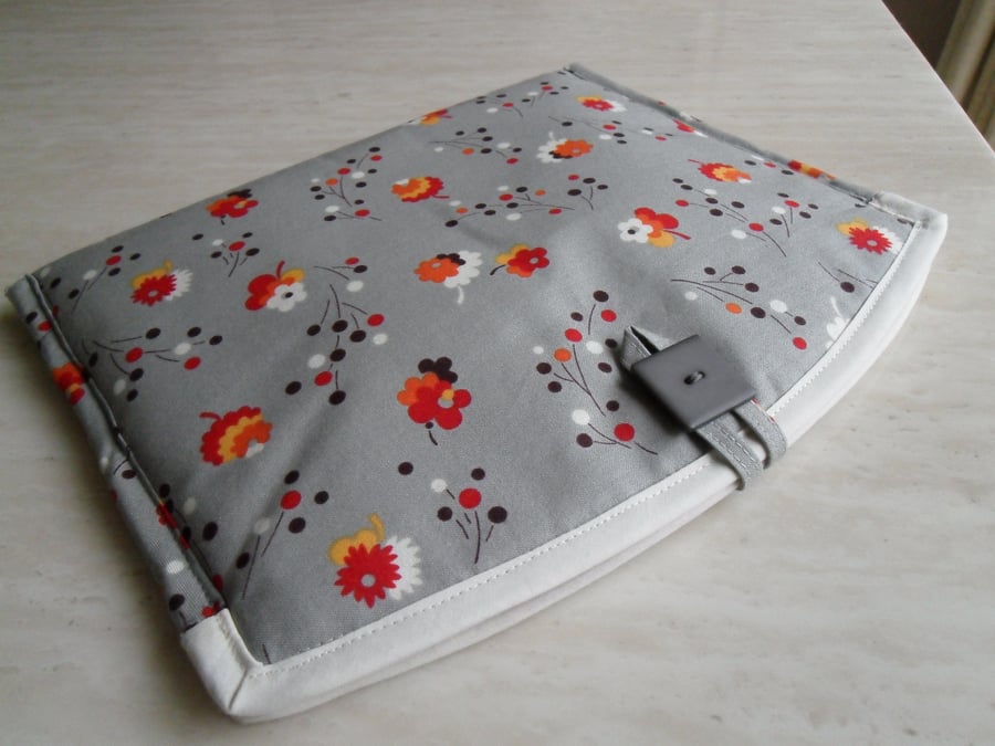 Handmade Fabric iPad Sleeve in Grey