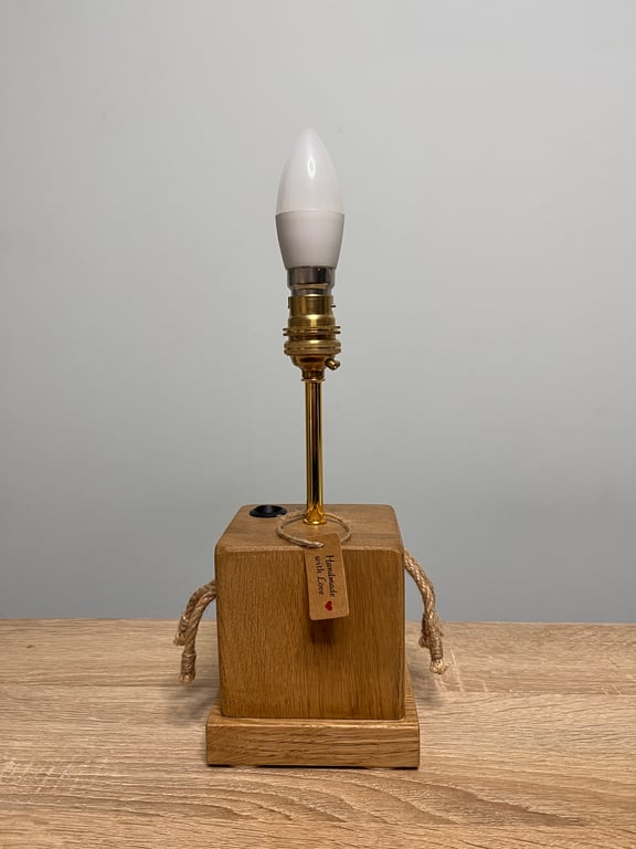 Solid Oak Table Lamp – Wooden Lamp