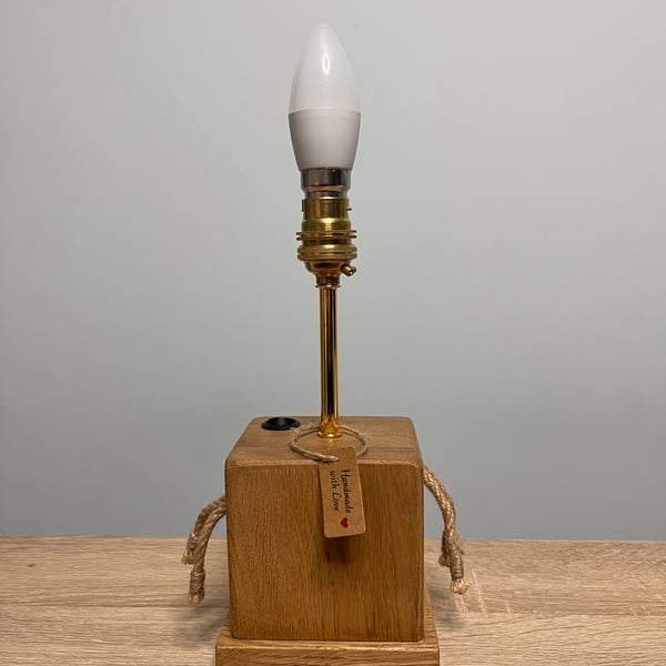 Solid Oak Table Lamp – Wooden Lamp