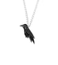 Raven Necklace - Handpainted - Silver Plated