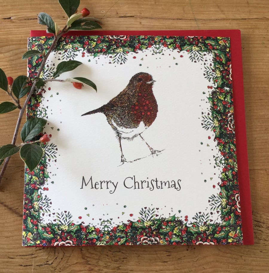 Robin ‘Merry  Christmas’  card 