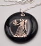 Virgo Fused Glass Pendant with Real Platinum Lustre Symbol