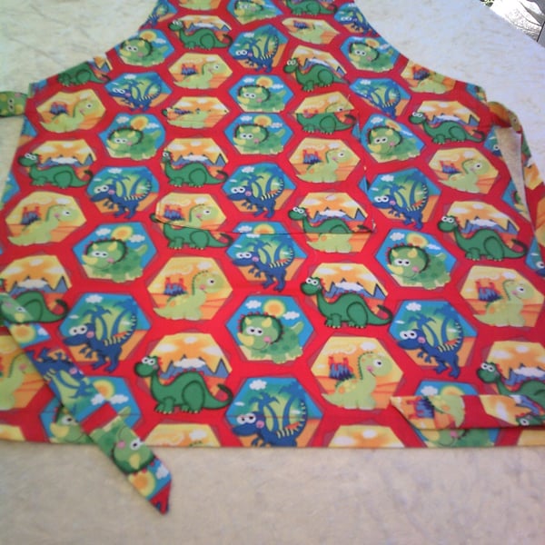 Dinosaurs in Hexagons Child's Apron