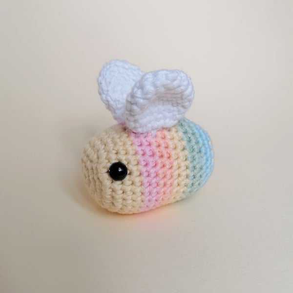 Pastel Rainbow Bee Crochet Soft Toy