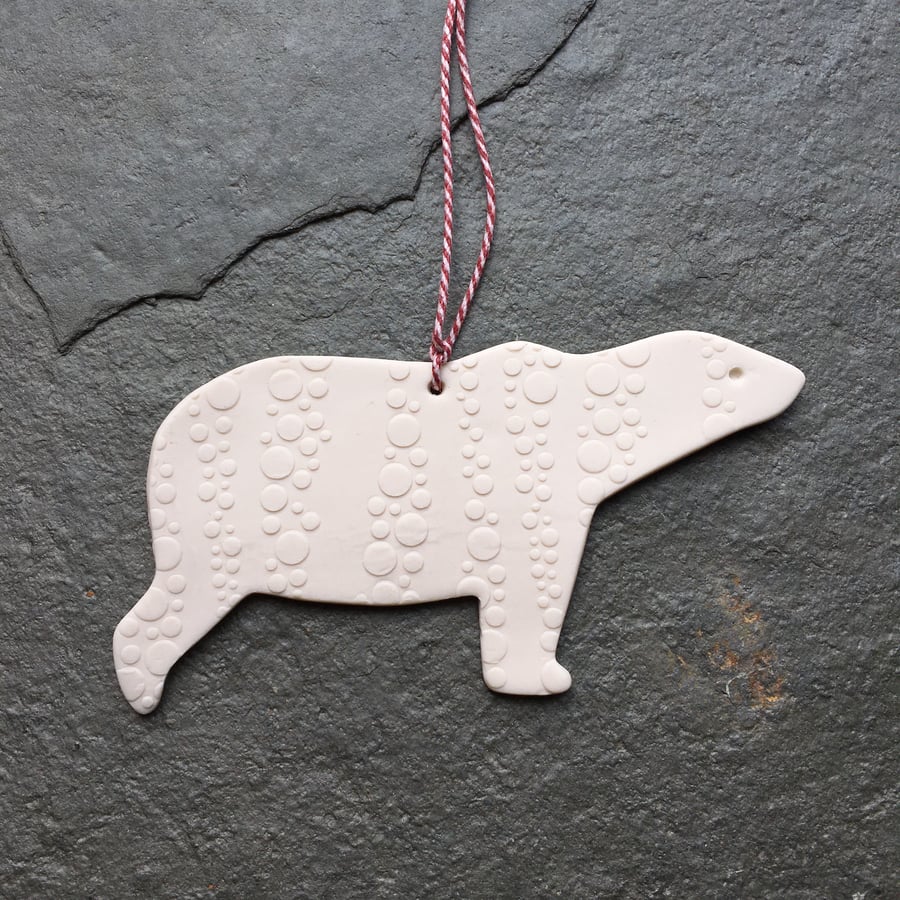 Scandi Porcelain polar bear, white, Christmas decoration The Porcelain Menagerie
