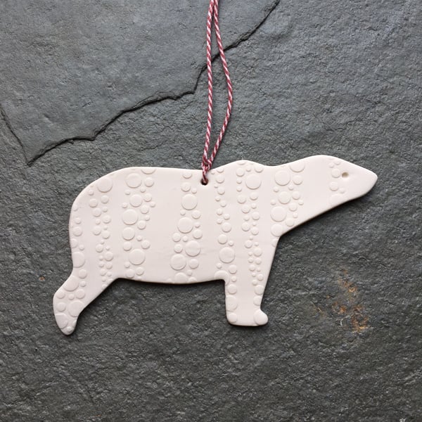 Scandi Porcelain polar bear, white, Christmas decoration The Porcelain Menagerie