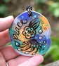 Peaceful jellyfish. Pyrography sea theme hanging disc, personalisable. - Image 2