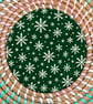 Green Christmas Snowflake Coaster – Festive Wooden Drinks Coaster – Traditional 