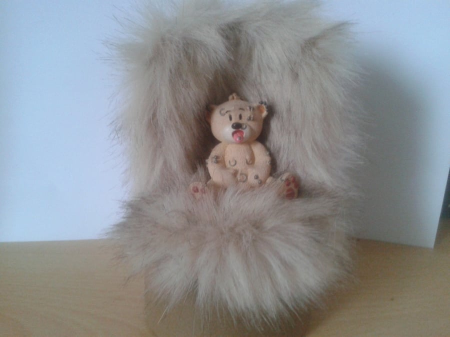 novelty small leather and faux fur chair