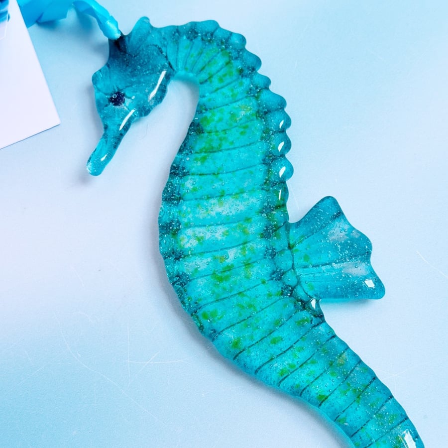 Fused Glass Seahorse-Turquoise-Teal