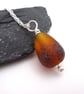 lampwork glass autumn necklace teardrop pendant